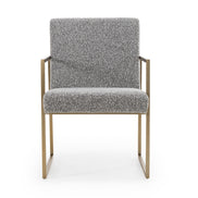 Suzanne - Modern Grey Fabric + Antique Brass Dining Chair