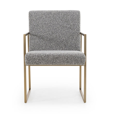 Suzanne - Modern Grey Fabric + Antique Brass Dining Chair