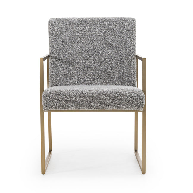 Suzanne - Modern Grey Fabric + Antique Brass Dining Chair