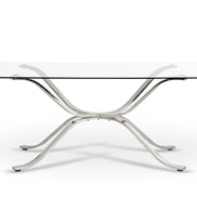 Adderley Modern Stainless Steel w/ Glass Top Dining Table