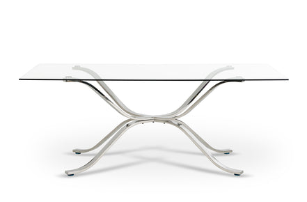 Adderley Modern Stainless Steel w/ Glass Top Dining Table