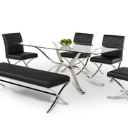 Adderley Modern Stainless Steel w/ Glass Top Dining Table - image 3