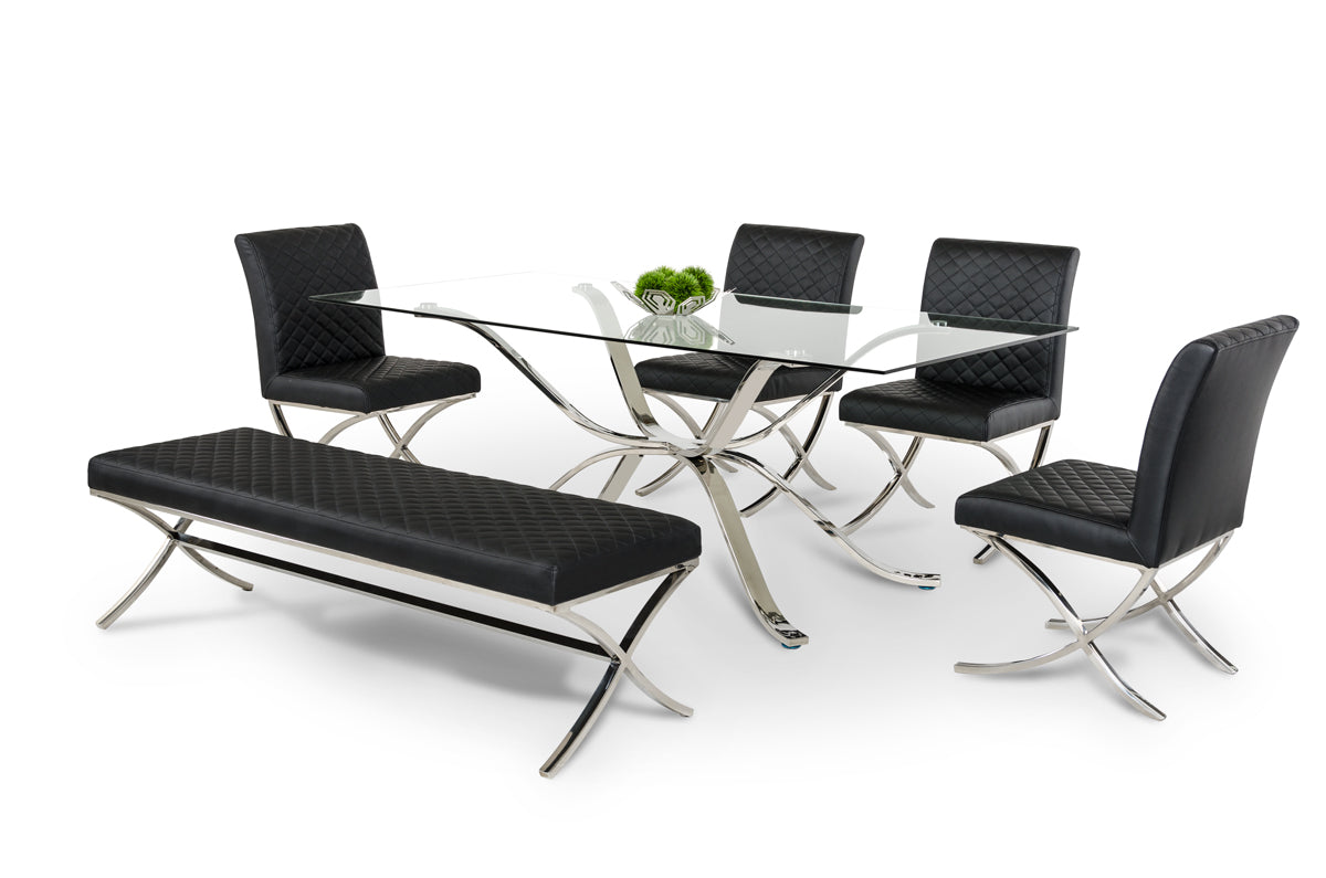Adderley Modern Stainless Steel w/ Glass Top Dining Table - image 3