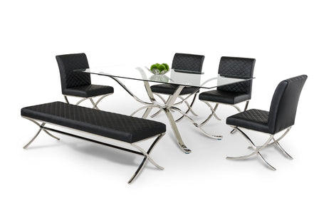 Adderley Modern Stainless Steel w/ Glass Top Dining Table - image 3