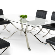 Adderley Modern Stainless Steel w/ Glass Top Dining Table - image 2