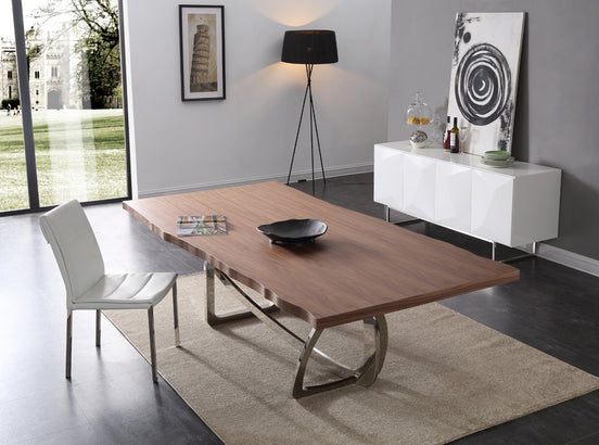 Addy Modern Walnut & Stainless Steel Dining Table - image 2