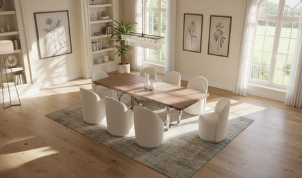 Addy Modern Walnut & Stainless Steel Dining Table - image 4