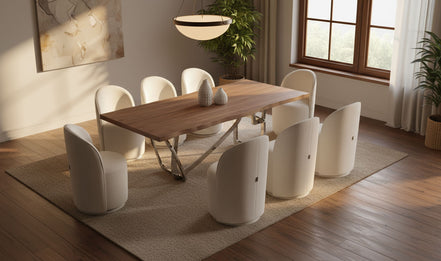 Addy Modern Walnut & Stainless Steel Dining Table - image 5