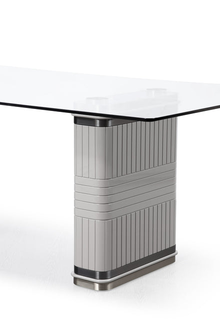 T2397 - Glass + White + Gold Dining Table - image 3