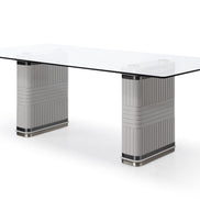 T2397 - Glass + White + Gold Dining Table - image 2