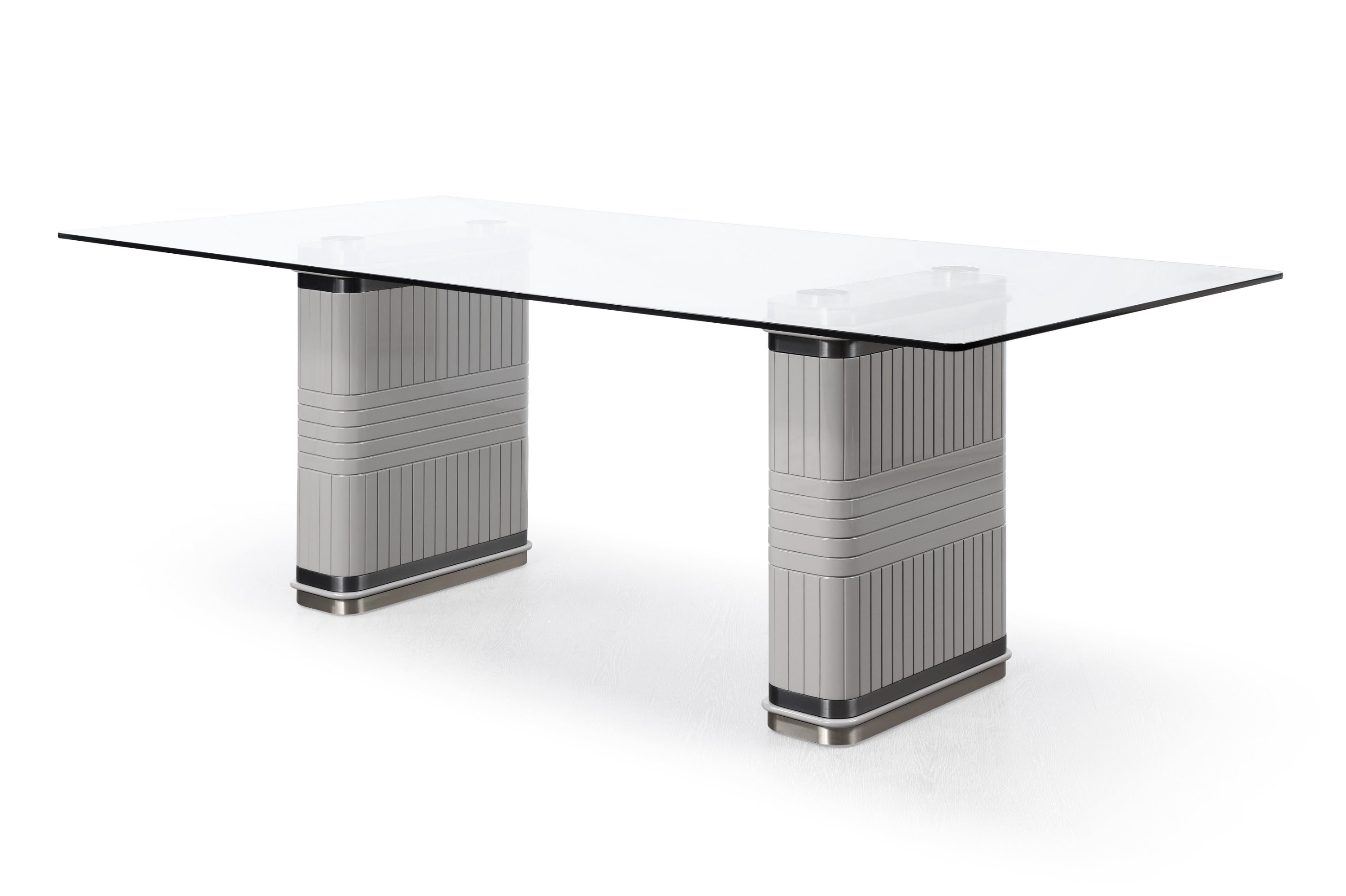 T2397 - Glass + White + Gold Dining Table - image 2