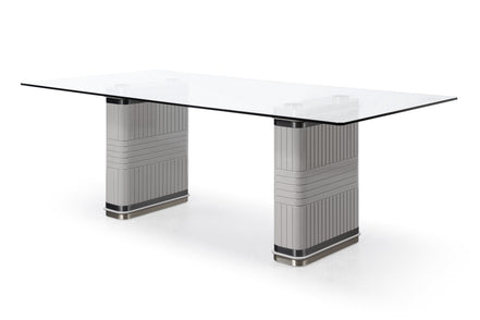 T2397 - Glass + White + Gold Dining Table - image 2