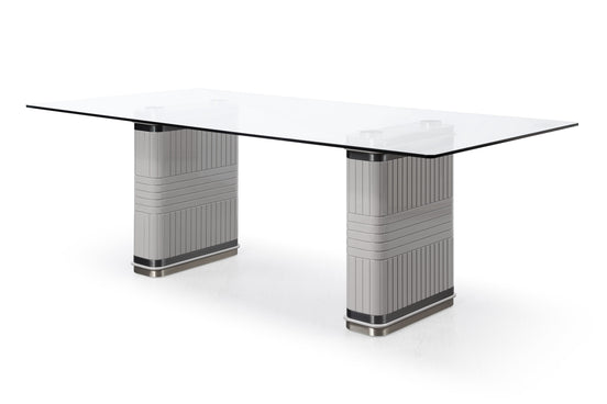 T2397 - Glass + White + Gold Dining Table - image 2
