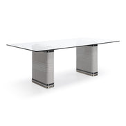 T2397 - Glass + White + Gold Dining Table - image 5