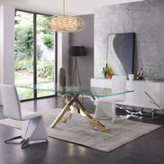 Legend Modern Glass & Gold Dining Table - image 2