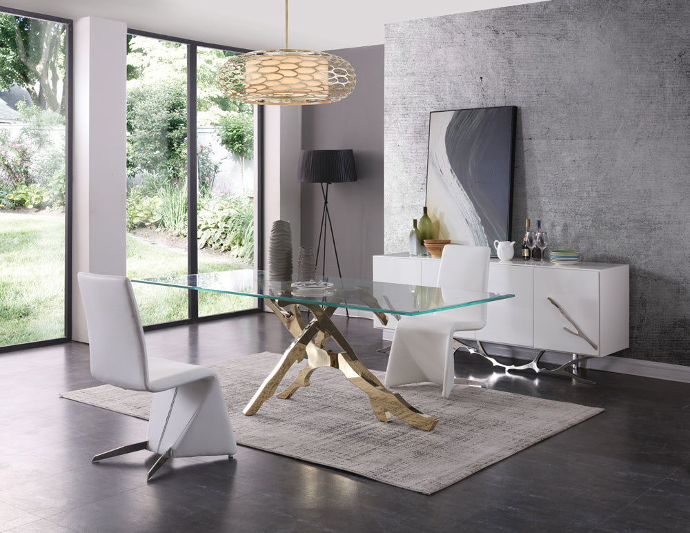 Legend Modern Glass & Gold Dining Table - image 2