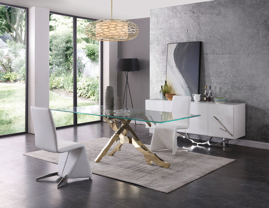 Legend Modern Glass & Gold Dining Table - image 2