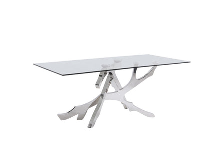 Legend Modern Glass & Stainless Steel Dining Table