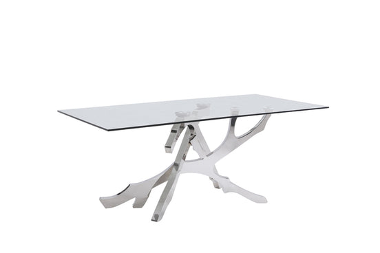 Legend Modern Glass & Stainless Steel Dining Table