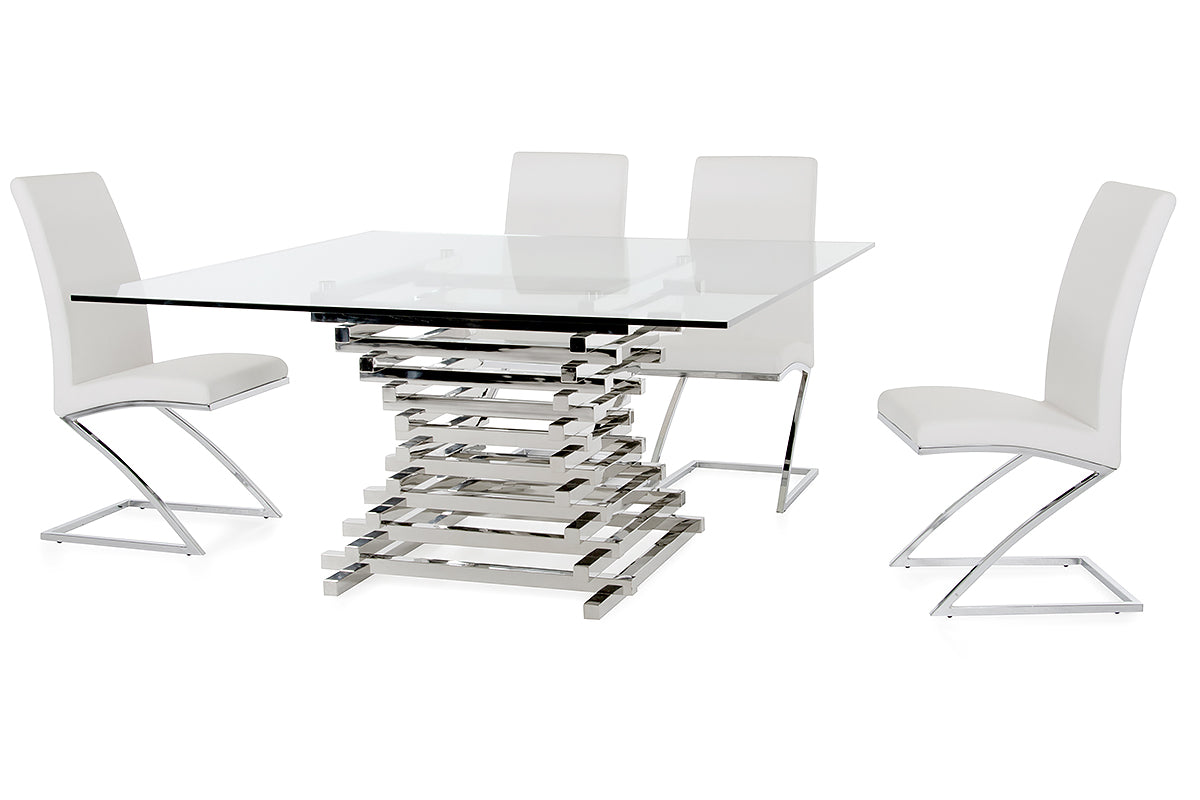 Crawford Modern Clear Glass Square Dining Table - image 2