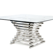 Crawford Modern Clear Glass Square Dining Table