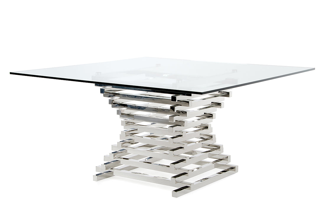 Crawford Modern Clear Glass Square Dining Table