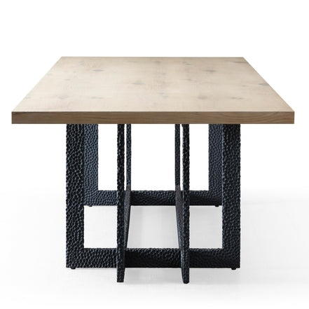 T8963 - Natural Oak + Black Metal Dining Table - image 3