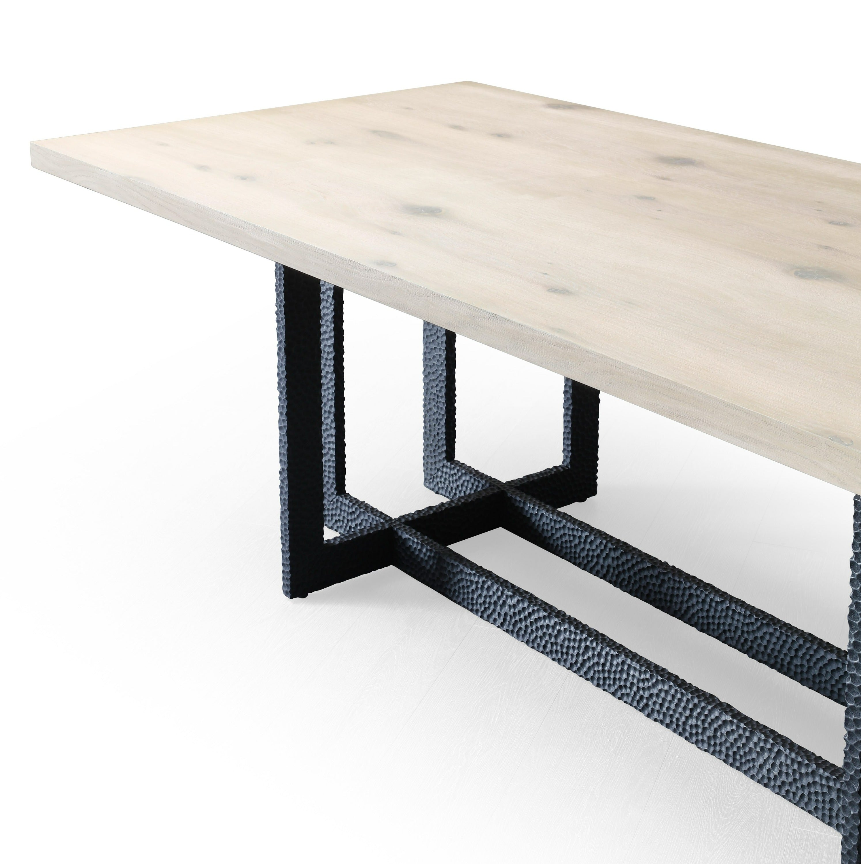 T8963 - Natural Oak + Black Metal Dining Table - image 4