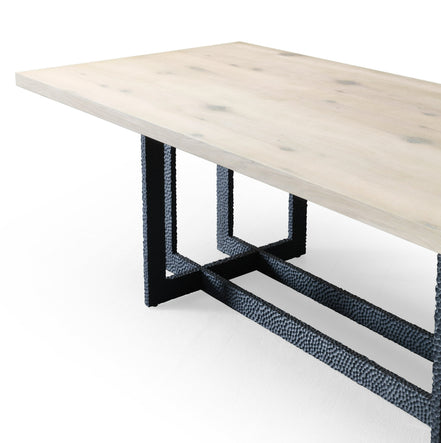 T8963 - Natural Oak + Black Metal Dining Table - image 4