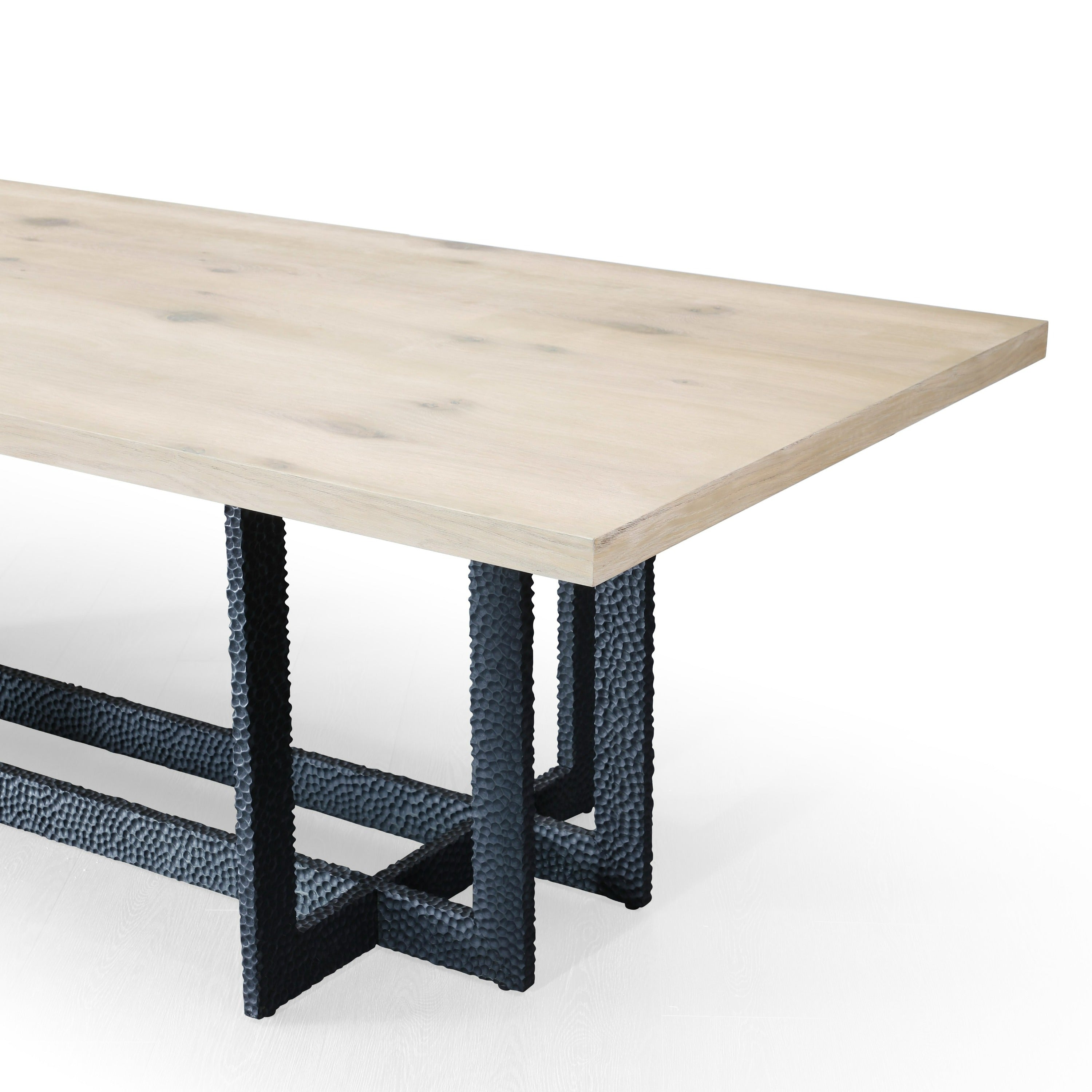 T8963 - Natural Oak + Black Metal Dining Table - image 5