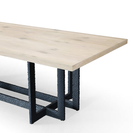 T8963 - Natural Oak + Black Metal Dining Table - image 5