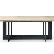 T8963 - Natural Oak + Black Metal Dining Table