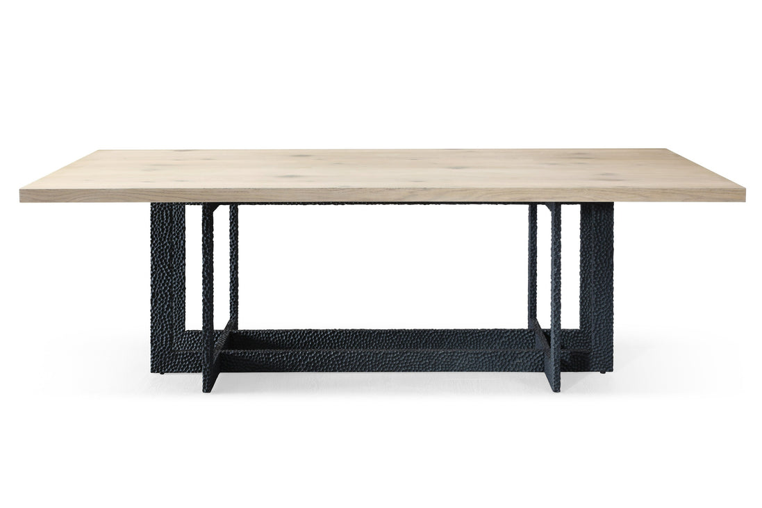 T8963 - Natural Oak + Black Metal Dining Table