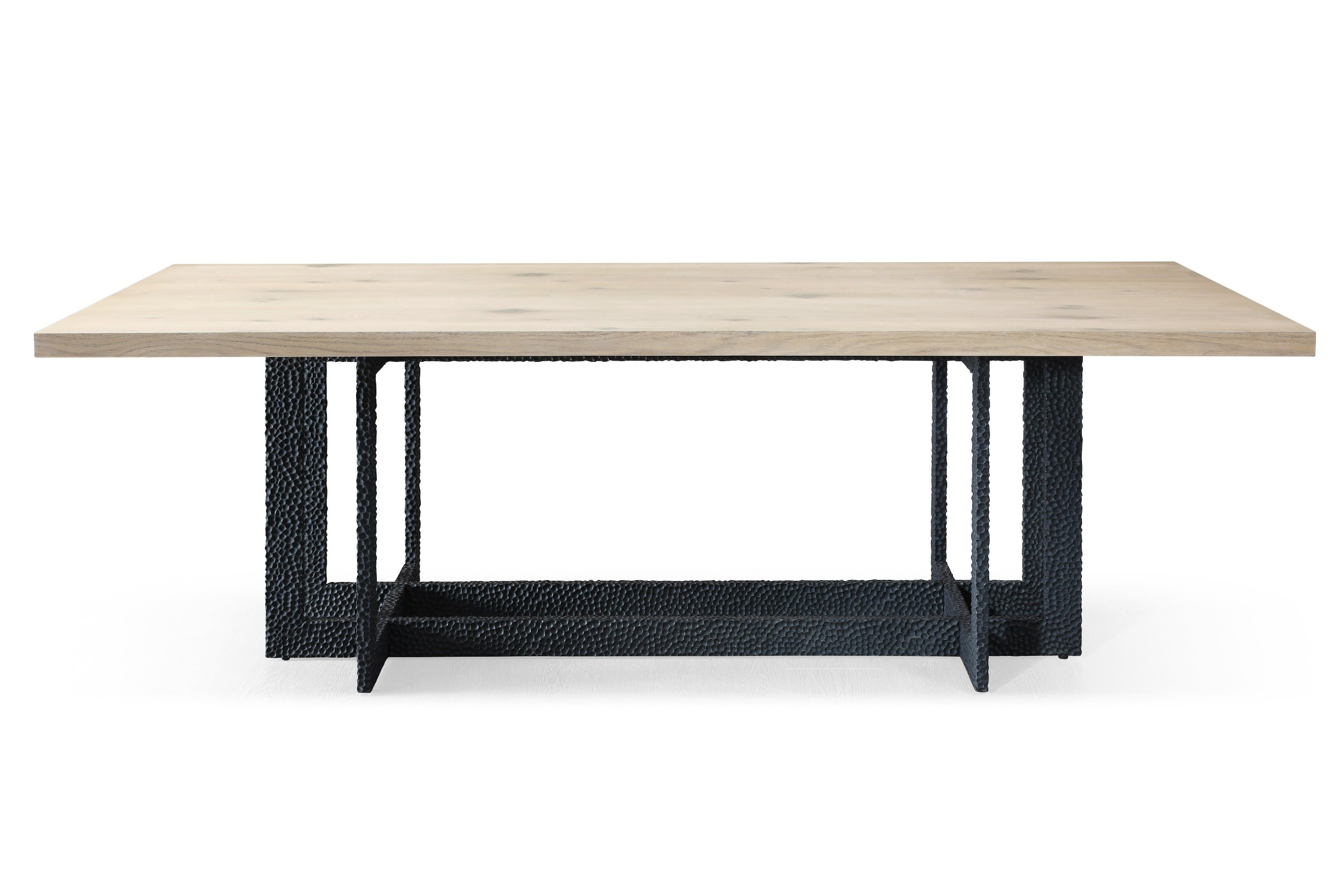 T8963 - Natural Oak + Black Metal Dining Table