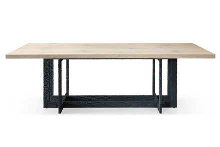 T8963 - Natural Oak + Black Metal Dining Table
