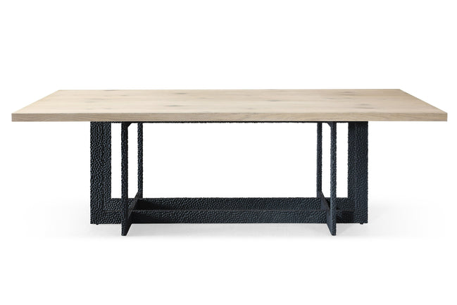 T8963 - Natural Oak + Black Metal Dining Table