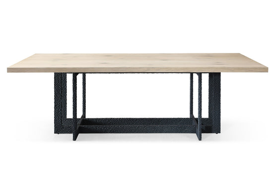 T8963 - Natural Oak + Black Metal Dining Table
