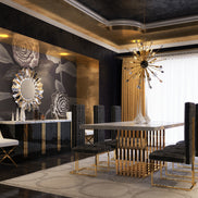 Kingsley Modern Marble & Rosegold Dining Table