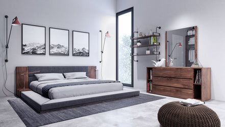 Jagger Modern Walnut Dresser & Mirror Set