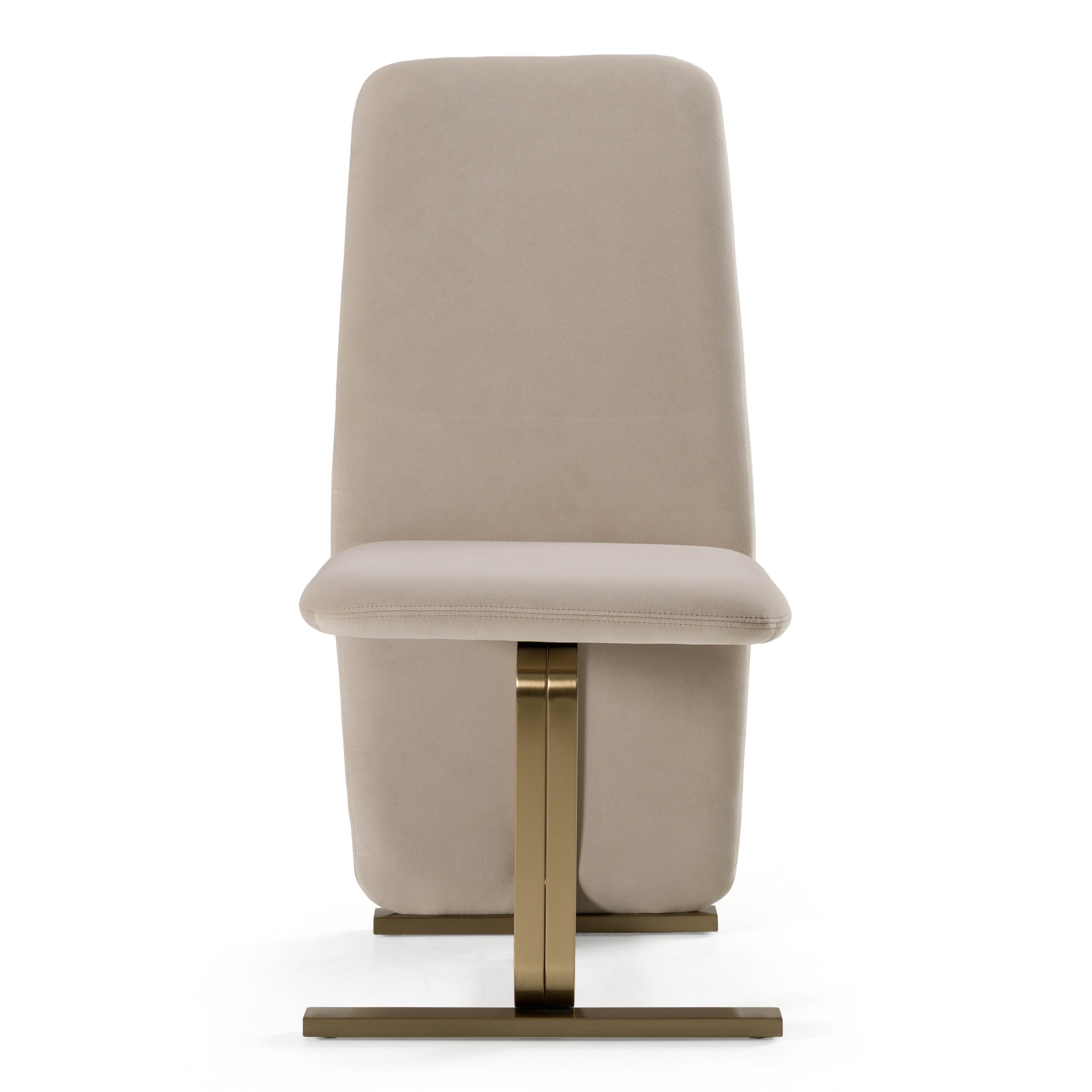 Tasha - Modern Beige Velvet + Brushed Brass Dining Chair (Set of 2) - image 2
