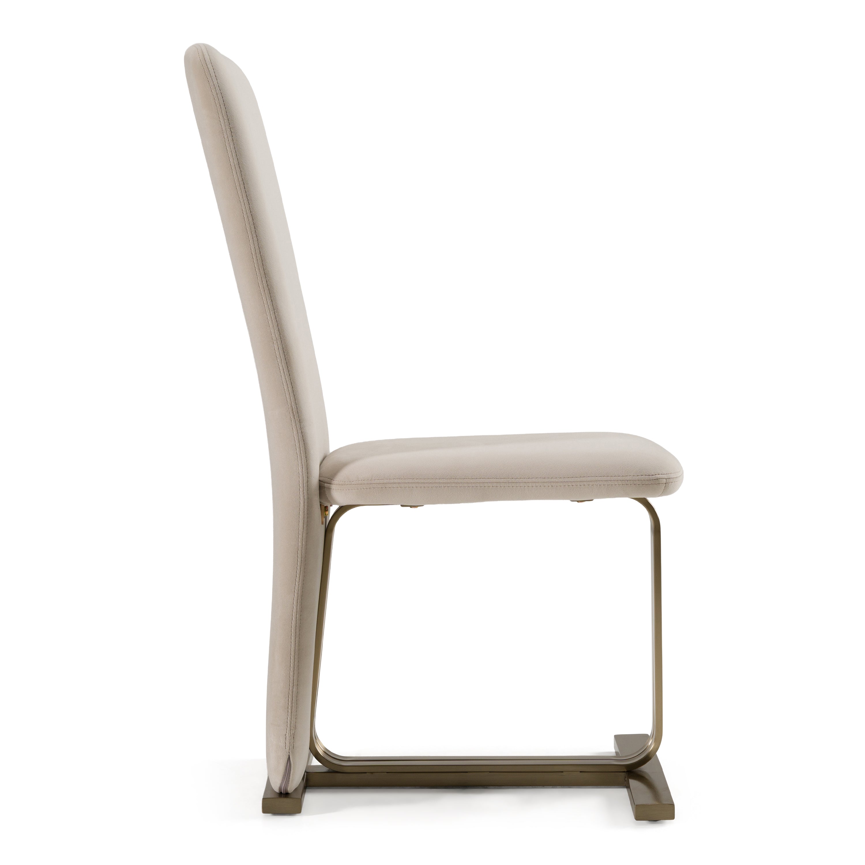 Tasha - Modern Beige Velvet + Brushed Brass Dining Chair (Set of 2) - image 4