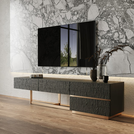 Tasha - Modern Black Ash + Brushed Gold TV Stand - image 2