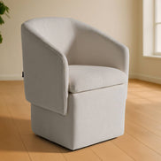 Tassell - Modern Ivory Fabric Dining Chair w/ Castor Wheels