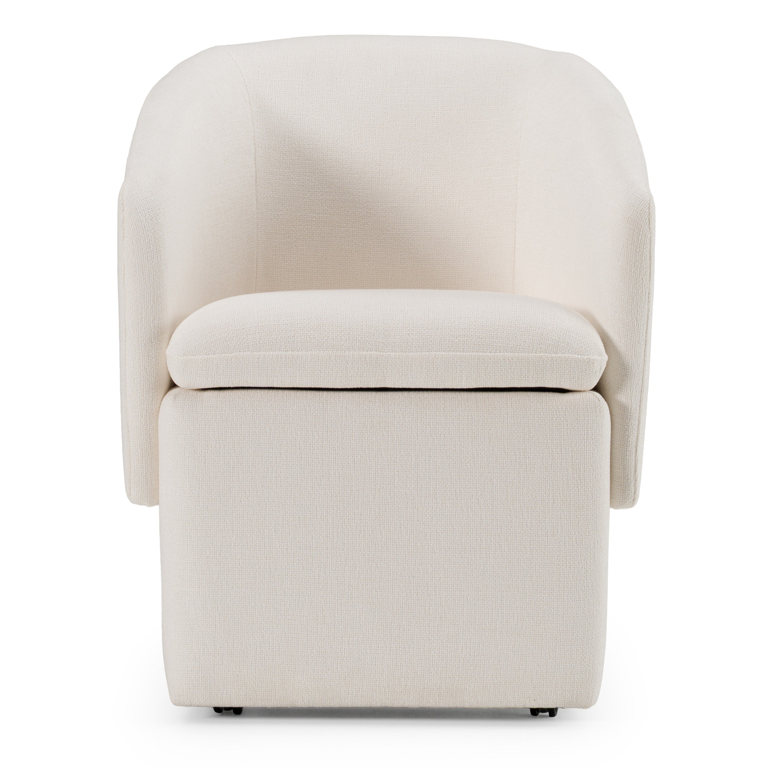 Tassell - Modern Ivory Fabric Dining Chair w/ Castor Wheels - image 2