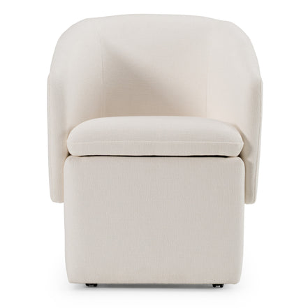 Tassell - Modern Ivory Fabric Dining Chair w/ Castor Wheels - image 2