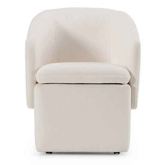 Tassell - Modern Ivory Fabric Dining Chair w/ Castor Wheels - image 2