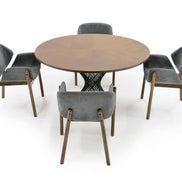 Theresa Modern Round Walnut & Black Table - image 2