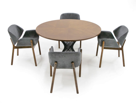 Theresa Modern Round Walnut & Black Table - image 2