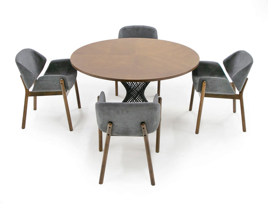 Theresa Modern Round Walnut & Black Table - image 2