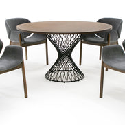 Theresa Modern Round Walnut & Black Table - image 3